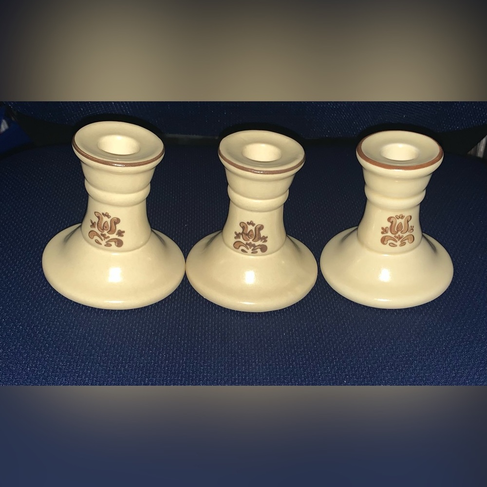 Vintage Pfaltzgraff Village Candlesticks Set of 3